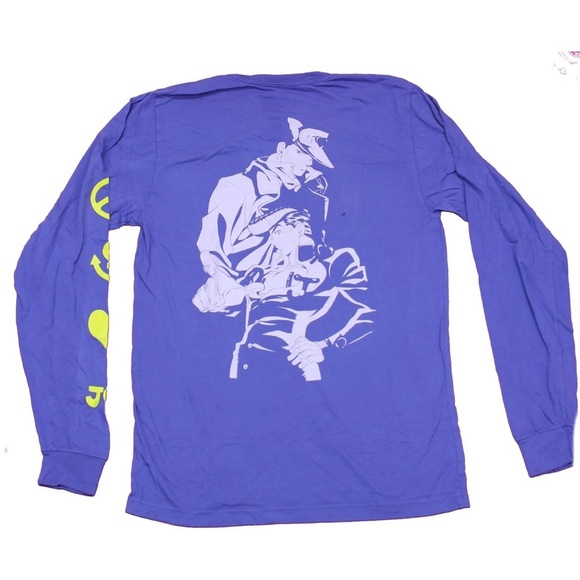 Jojo's Bizarre Adventure Mens purple LS T-Shirt Kanji Front Poses Back XL - Picture 2 of 3